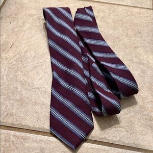 Joesph Abboud Classic Striped Necktie in Burgundy and Blue